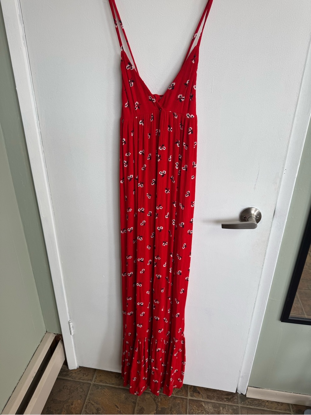 Billabong Red Floral Maxi Dress with Spaghetti Straps